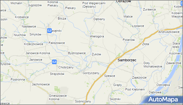 mapa Żuków gmina Samborzec, Żuków gmina Samborzec na mapie Targeo