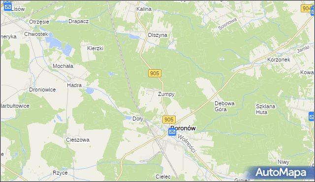 mapa Zumpy, Zumpy na mapie Targeo