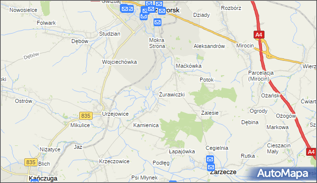 mapa Żurawiczki, Żurawiczki na mapie Targeo