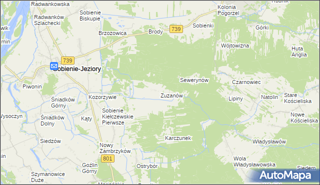 mapa Zuzanów, Zuzanów na mapie Targeo