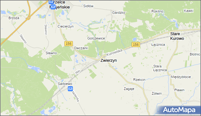 mapa Zwierzyn powiat strzelecko-drezdenecki, Zwierzyn powiat strzelecko-drezdenecki na mapie Targeo