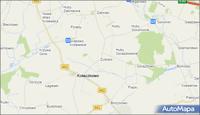 mapa Żydowo gmina Kołaczkowo, Żydowo gmina Kołaczkowo na mapie Targeo