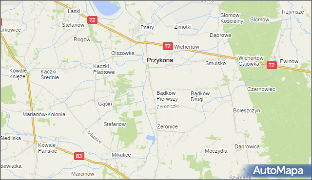 mapa Bądków Pierwszy, Bądków Pierwszy na mapie Targeo