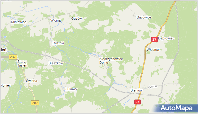 mapa Biedrzychowice Dolne, Biedrzychowice Dolne na mapie Targeo