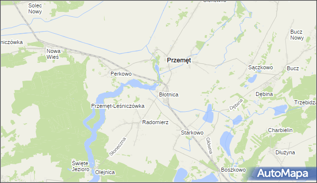 mapa Błotnica gmina Przemęt, Błotnica gmina Przemęt na mapie Targeo