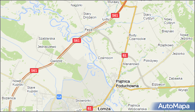 mapa Czarnocin gmina Piątnica, Czarnocin gmina Piątnica na mapie Targeo