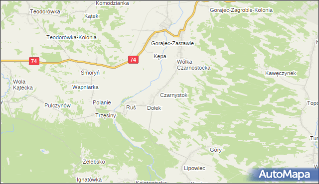 mapa Czarnystok gmina Radecznica, Czarnystok gmina Radecznica na mapie Targeo
