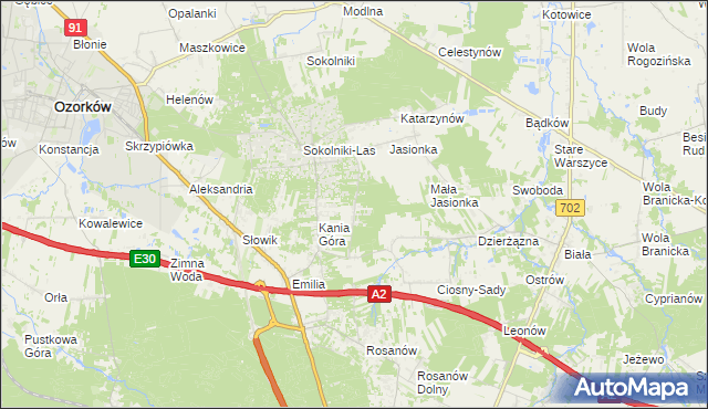 mapa Dębniak gmina Zgierz, Dębniak gmina Zgierz na mapie Targeo