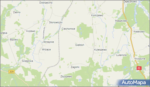 mapa Giełdoń, Giełdoń na mapie Targeo