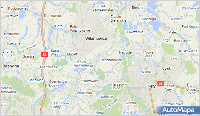 mapa Hecznarowice, Hecznarowice na mapie Targeo