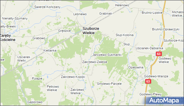 mapa Janczewo-Sukmanki, Janczewo-Sukmanki na mapie Targeo
