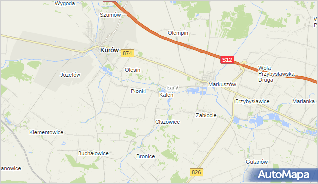 mapa Kaleń gmina Markuszów, Kaleń gmina Markuszów na mapie Targeo