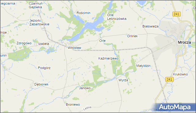 mapa Kaźmierzewo gmina Mrocza, Kaźmierzewo gmina Mrocza na mapie Targeo