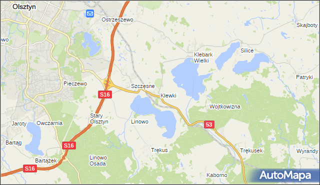 mapa Klewki gmina Purda, Klewki gmina Purda na mapie Targeo