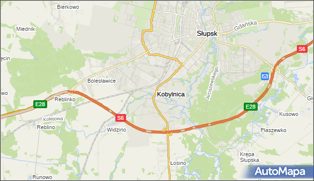 mapa Kobylnica powiat słupski, Kobylnica powiat słupski na mapie Targeo