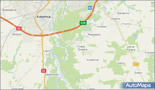 mapa Krępa Słupska, Krępa Słupska na mapie Targeo