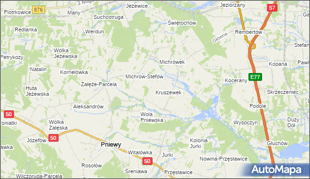 mapa Kruszewek, Kruszewek na mapie Targeo