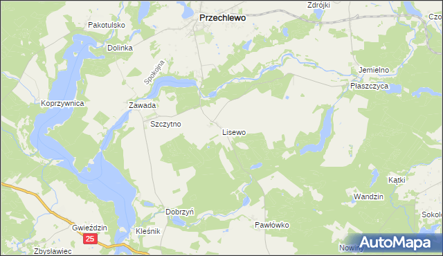 mapa Lisewo gmina Przechlewo, Lisewo gmina Przechlewo na mapie Targeo