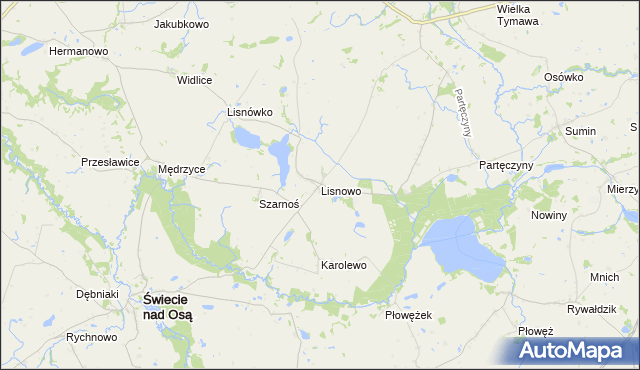mapa Lisnowo, Lisnowo na mapie Targeo