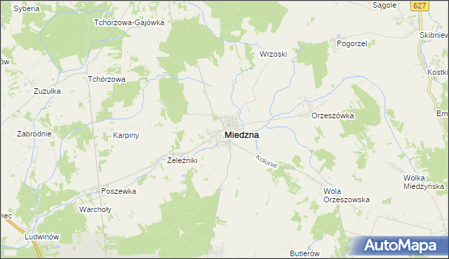 mapa Miedzna, Miedzna na mapie Targeo