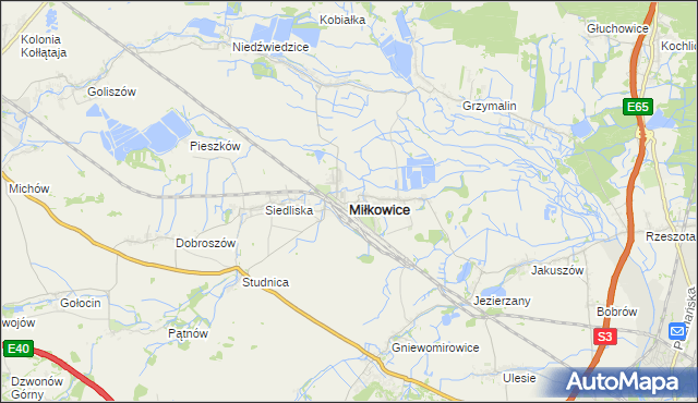 mapa Miłkowice powiat legnicki, Miłkowice powiat legnicki na mapie Targeo