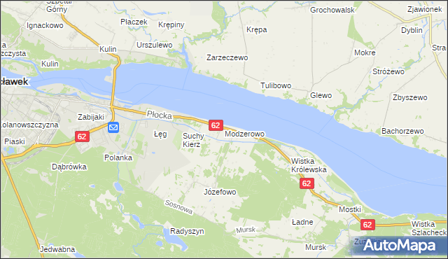 mapa Modzerowo gmina Włocławek, Modzerowo gmina Włocławek na mapie Targeo