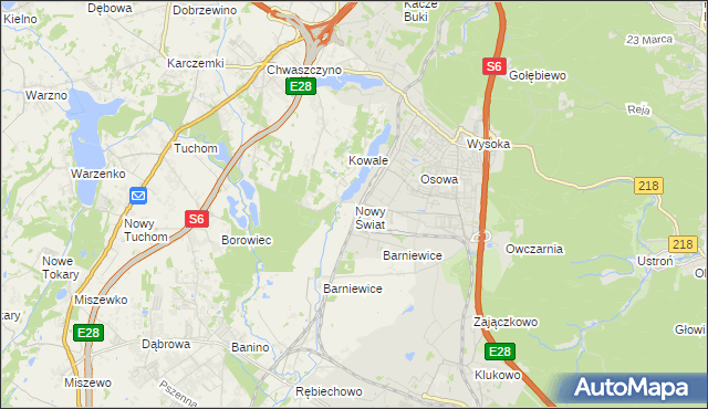 mapa Nowy Świat gmina Żukowo, Nowy Świat gmina Żukowo na mapie Targeo