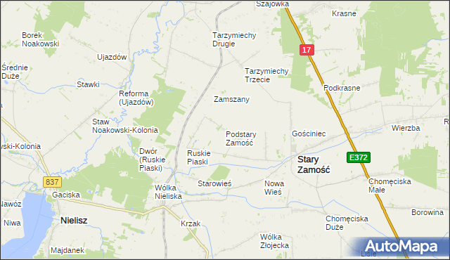 mapa Podstary Zamość, Podstary Zamość na mapie Targeo