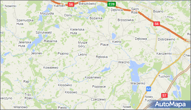 mapa Rębiska gmina Szemud, Rębiska gmina Szemud na mapie Targeo