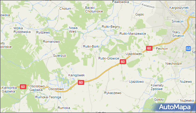 mapa Rutki-Głowice, Rutki-Głowice na mapie Targeo