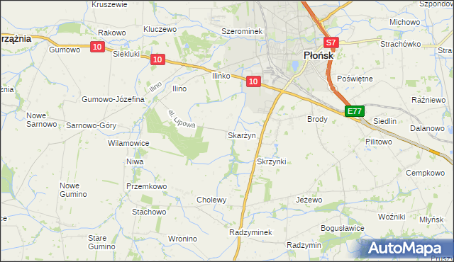 mapa Skarżyn gmina Płońsk, Skarżyn gmina Płońsk na mapie Targeo