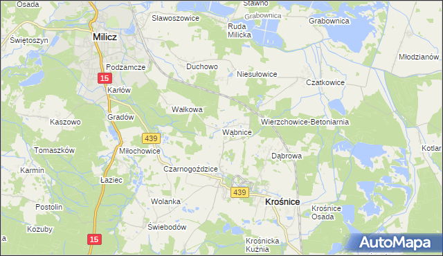 mapa Wąbnice, Wąbnice na mapie Targeo