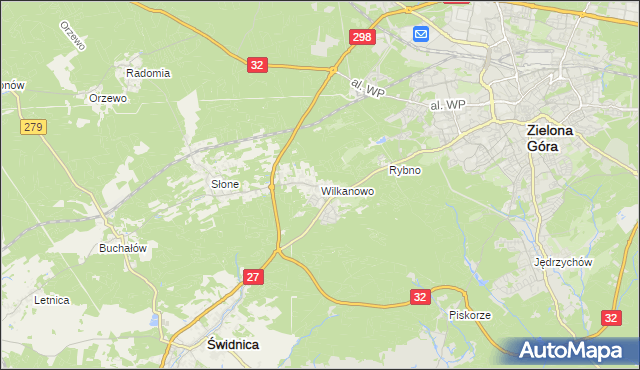 mapa Wilkanowo gmina Świdnica, Wilkanowo gmina Świdnica na mapie Targeo