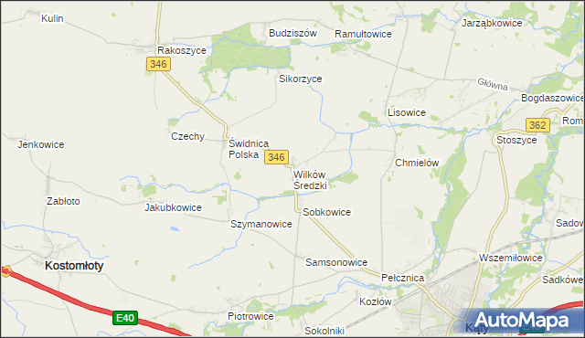 mapa Wilków Średzki, Wilków Średzki na mapie Targeo