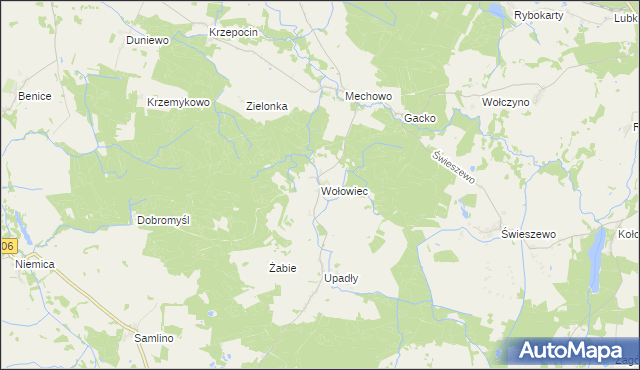 mapa Wołowiec gmina Golczewo, Wołowiec gmina Golczewo na mapie Targeo