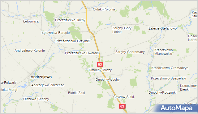 mapa Zaręby-Bolędy, Zaręby-Bolędy na mapie Targeo