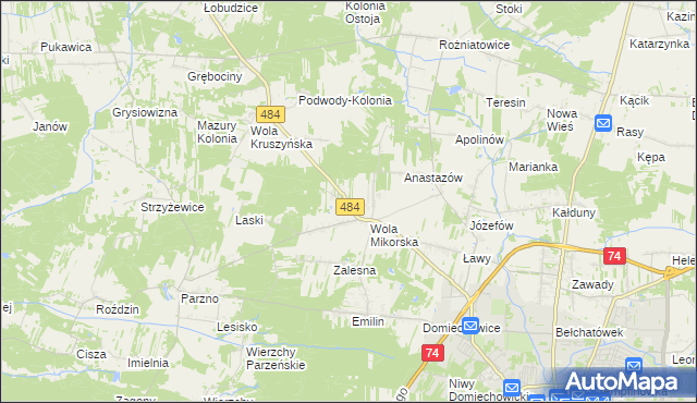 mapa Adamów gmina Bełchatów, Adamów gmina Bełchatów na mapie Targeo