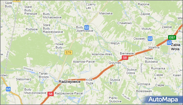 mapa Adamów-Wieś, Adamów-Wieś na mapie Targeo