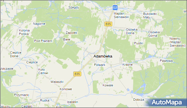 mapa Adamówka powiat przeworski, Adamówka powiat przeworski na mapie Targeo