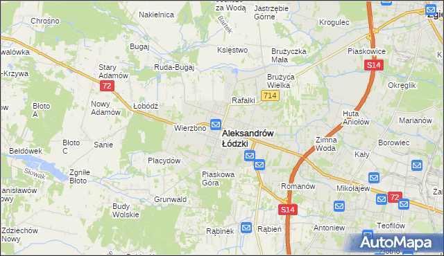 mapa Aleksandrów Łódzki, Aleksandrów Łódzki na mapie Targeo