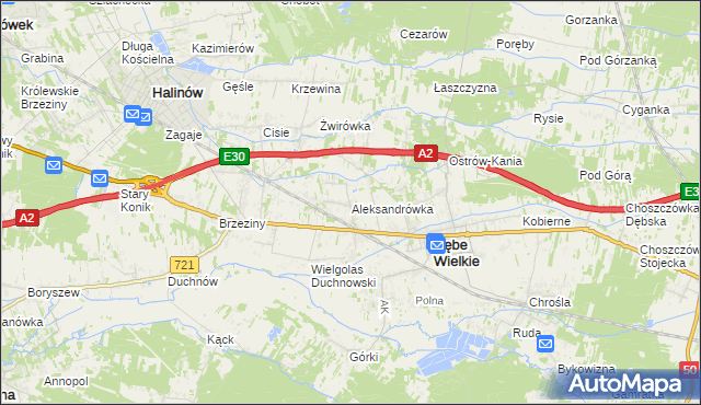 mapa Aleksandrówka gmina Dębe Wielkie, Aleksandrówka gmina Dębe Wielkie na mapie Targeo