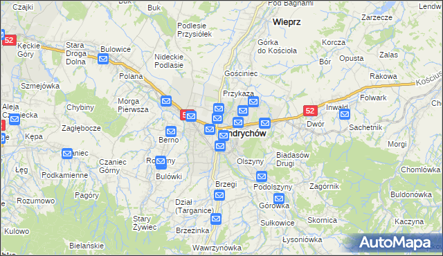 mapa Andrychów, Andrychów na mapie Targeo