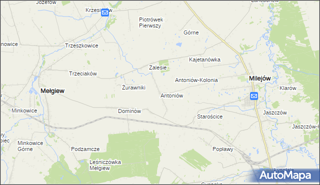 mapa Antoniów gmina Milejów, Antoniów gmina Milejów na mapie Targeo