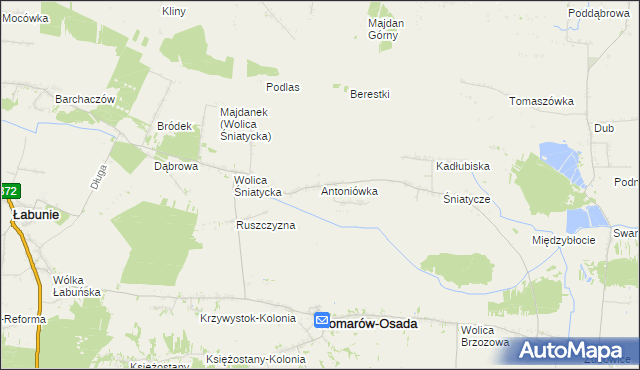 mapa Antoniówka gmina Komarów-Osada, Antoniówka gmina Komarów-Osada na mapie Targeo