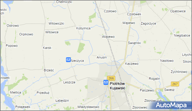 mapa Anusin gmina Piotrków Kujawski, Anusin gmina Piotrków Kujawski na mapie Targeo
