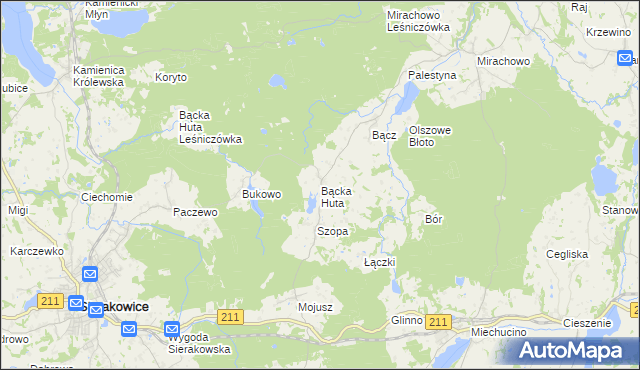 mapa Bącka Huta, Bącka Huta na mapie Targeo