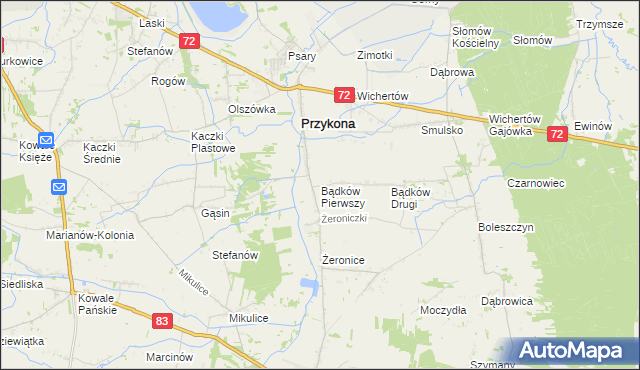 mapa Bądków Pierwszy, Bądków Pierwszy na mapie Targeo