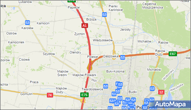 mapa Bąkowiec gmina Grabica, Bąkowiec gmina Grabica na mapie Targeo