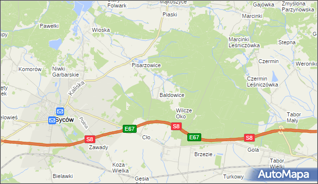 mapa Bałdowice, Bałdowice na mapie Targeo