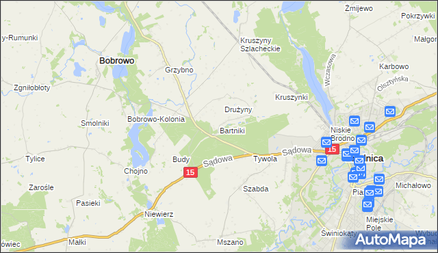 mapa Bartniki gmina Brodnica, Bartniki gmina Brodnica na mapie Targeo